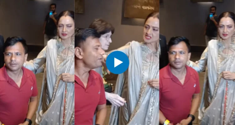 rekha playfully slaps a fan