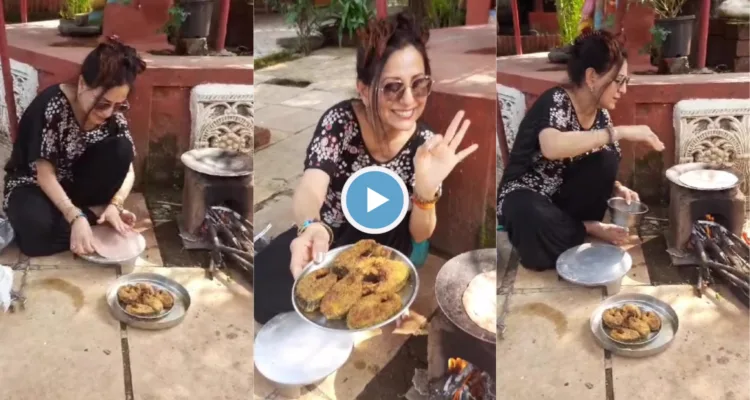 Kishori Shahane cooking in her Farmhouse