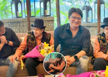 marathi actor swapnil rajshekhar meets bollywoods superstar dharmendra post shared on social media