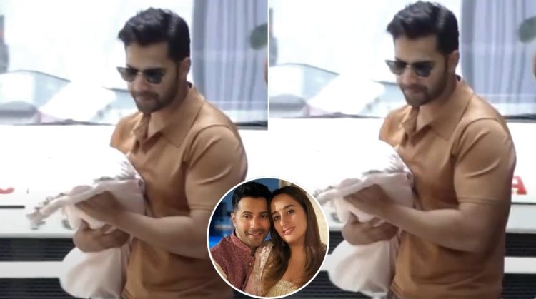 Varun Dhawan going home with his wife and newborn baby video viral on social media