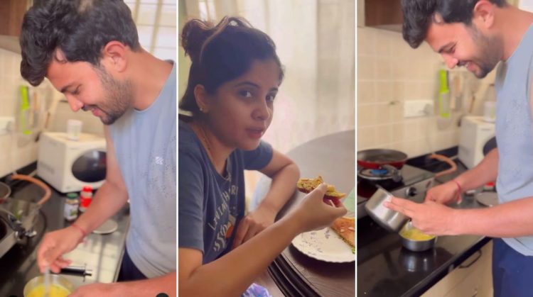 Paru fame Prasad Jawade shared video on social media of cooking a special dish for his wife Amruta Deshmukh