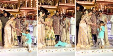 Nita and Mukesh Ambani grandson Prithvi welcoming the guests at the reception by saying Namaste is video viral on social media.