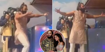 Bollywood actor Ranveer Singh dancing on the song Mujhse Shaadi Karogi at Anant-Radhika's wedding video viral on social media.