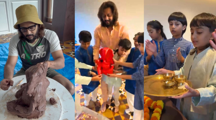 इकोफ्रेंडली मूर्ती बनवली, घरातच विसर्जन केलं अन्… देशमुखांची परंपरा जपली, रितेशसह मुलांचही होतंय कौतुक | Ritesh Deshmukh Ganpati