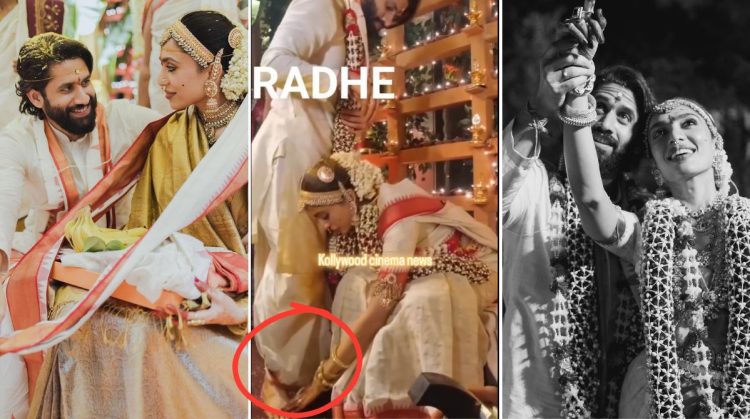 South Actress Sobhita Dhulipala touched her husband Naga Chaitanya feet video viral on social media netizens criticized