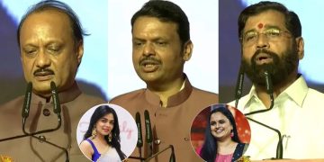 Prathanna Behere, Mugdha Vaishampayan Megha Dhade congratulated Chief Minister Devendra Fadnavis and Deputy Chief Ministers Ajit Pawar and Eknath Shinde after taking oath.
