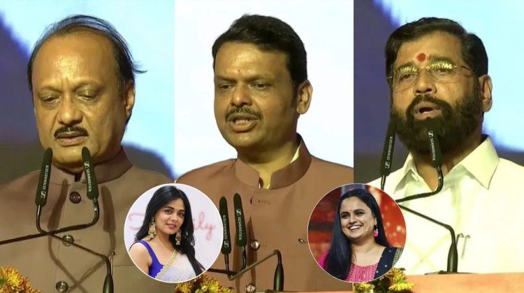 Prathanna Behere, Mugdha Vaishampayan Megha Dhade congratulated Chief Minister Devendra Fadnavis and Deputy Chief Ministers Ajit Pawar and Eknath Shinde after taking oath.
