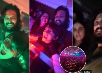 Riteish and Genelia Deshmukh shared some special moments of watching coldplay live concert in Mumbai with their sons Riaan and Rahyl