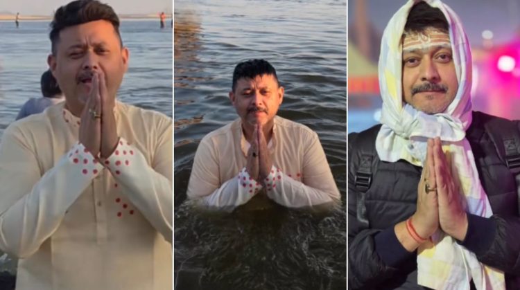 Swapnil Joshi holy bath in Mahakumbh