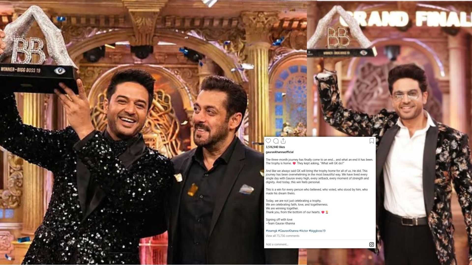 Bigg Boss 19 Winner Gaurav Khanna Post